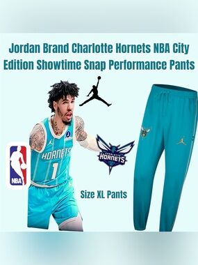 Jordan Charlotte Hornets NBA City Edition Showtime Performance Pants, Size XL